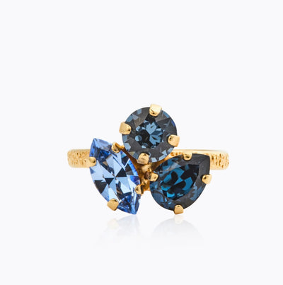 Ana Ring Gold Denim Blue Combo