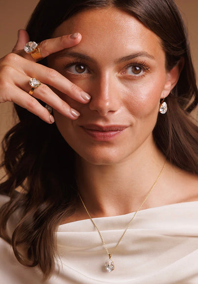 Mini Drop Ring Gold Crystal