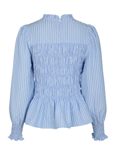 Possa Twist Stripe Blouse, Light Blue