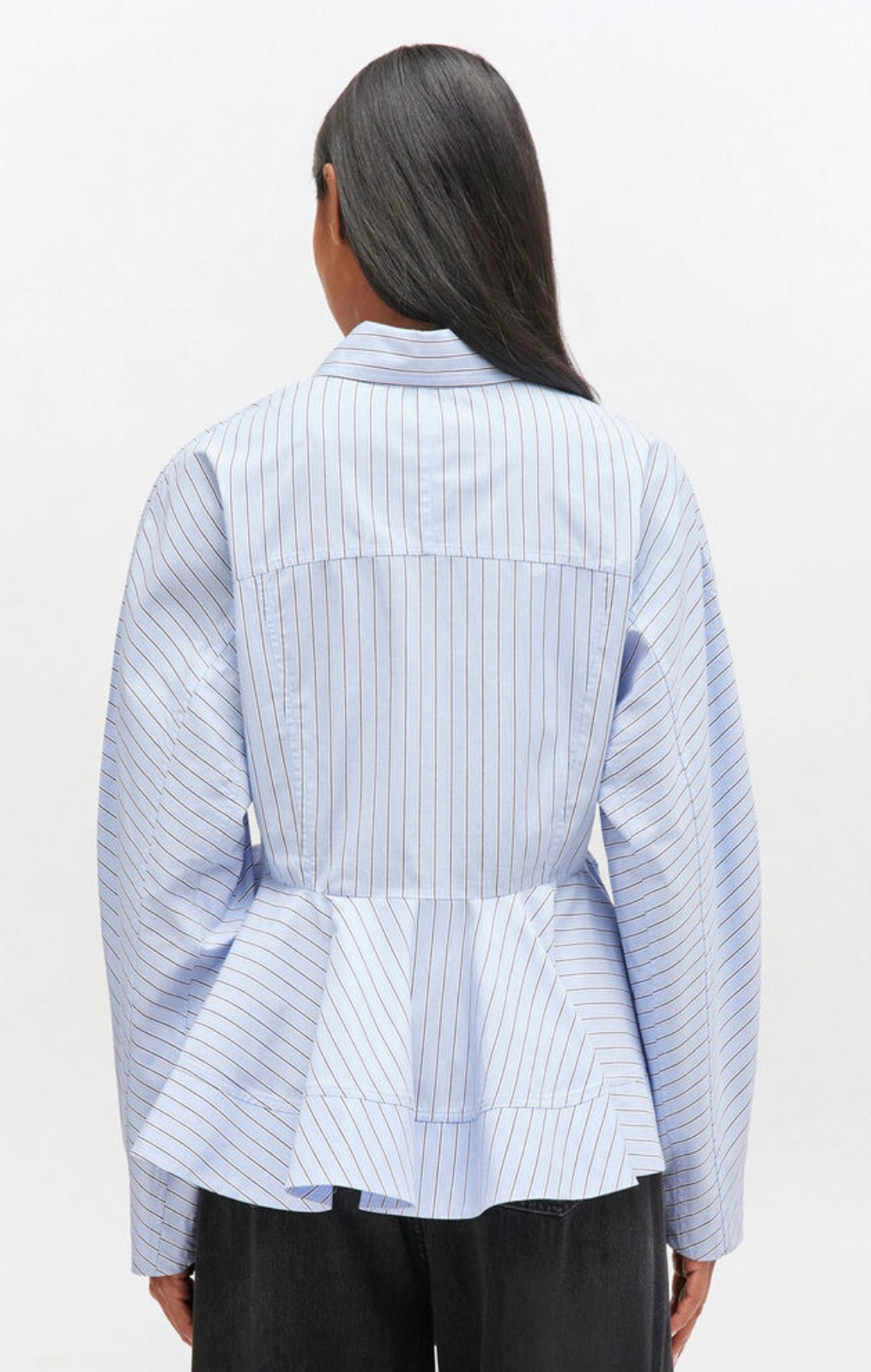 Stripe Cotton Peplum Shirt, Lavender Lustre