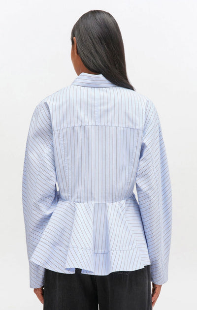 Stripe Cotton Peplum Shirt, Lavender Lustre