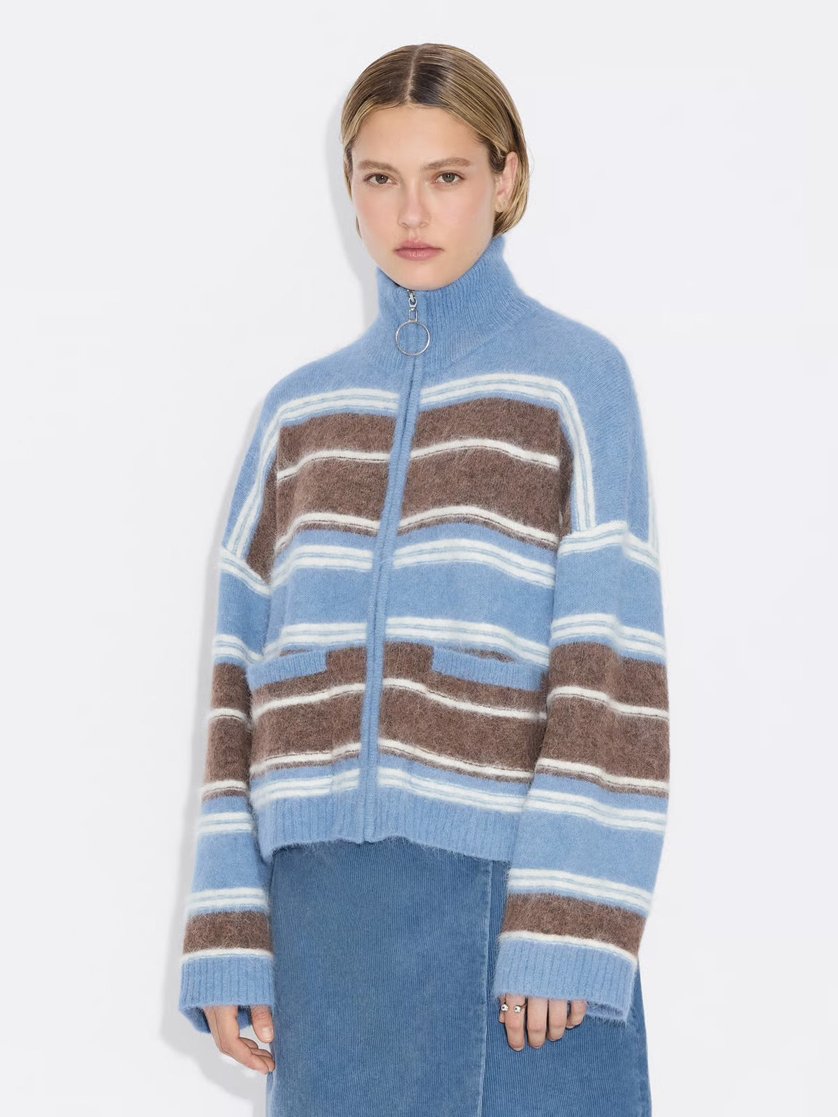 Tine  Stripe Cardigan, Blue Stripe