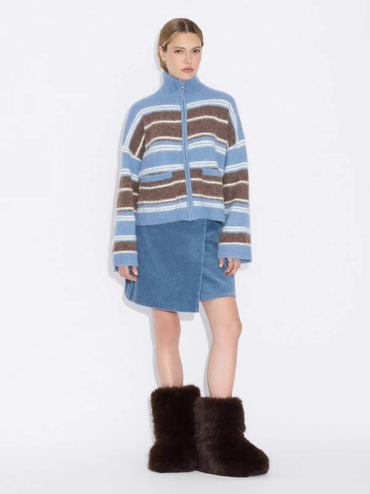Tine  Stripe Cardigan, Blue Stripe