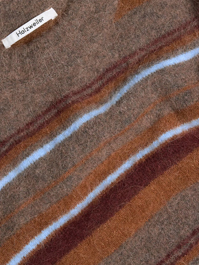 Fluffy Stripe Crew, Brown Stripe