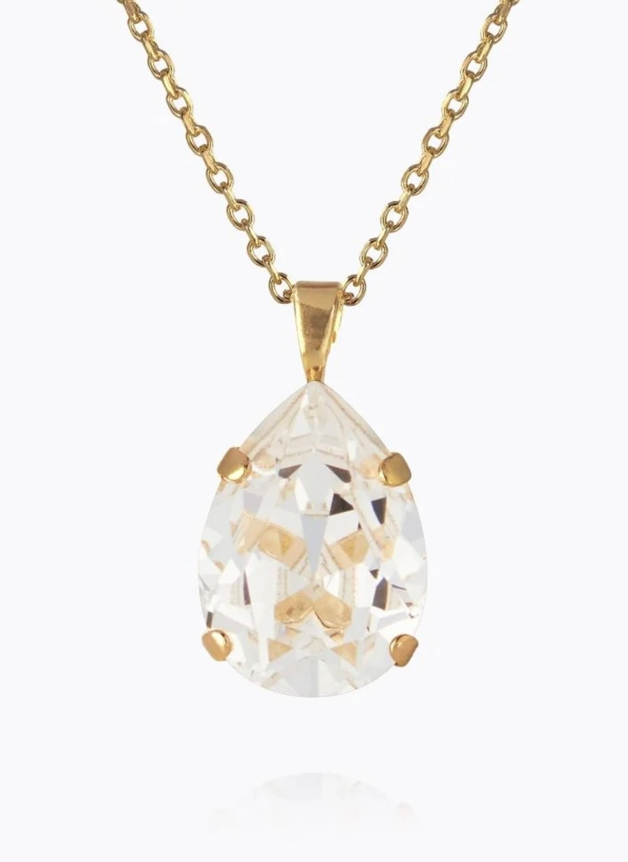 Mini Drop Necklace Gold Crystal