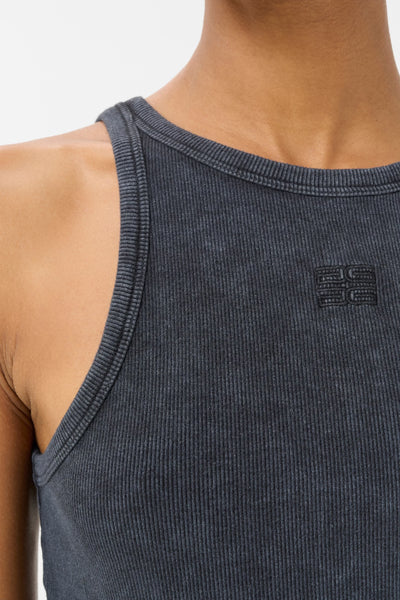 Drew Washed Logo Tank, Grey Washed