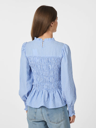 Possa Twist Stripe Blouse, Light Blue
