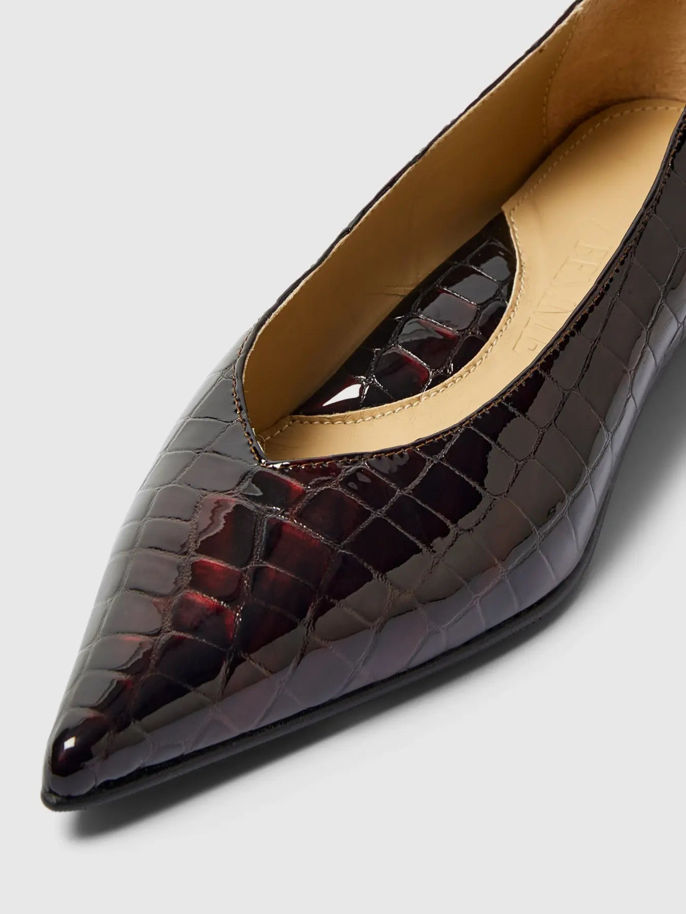 Isla Leather Pump, Fig Detail Croco