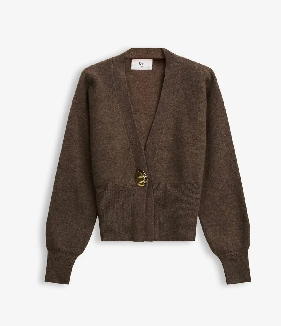 Vesper Merino Cardigan , Brown Melange