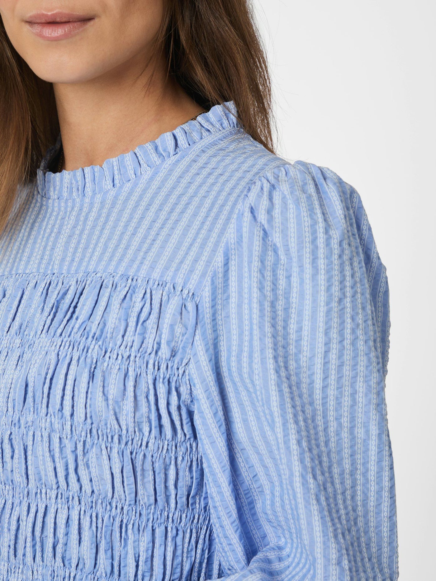 Possa Twist Stripe Blouse, Light Blue