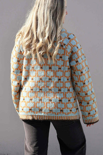 Norwegian Wool Turtleneck, Blue Mix