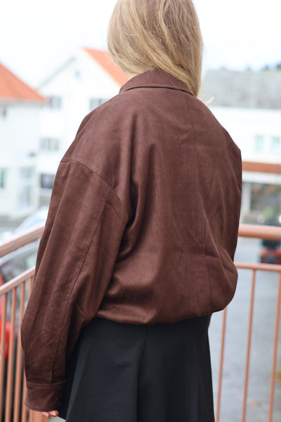 Rubby Faux Suede Jacket, Dark Brown