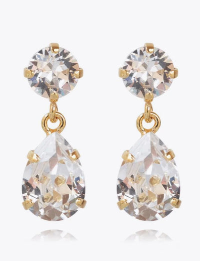 Mini Drop Earrings Gold Crystal