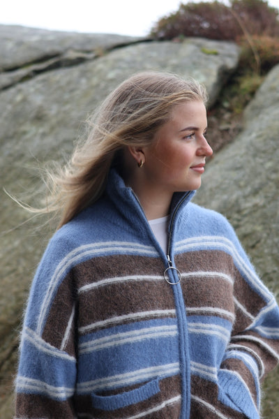 Tine  Stripe Cardigan, Blue Stripe