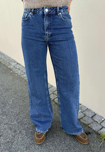 W Wide Jeans, Mid Blue
