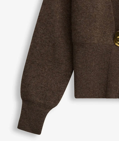 Vesper Merino Cardigan , Brown Melange