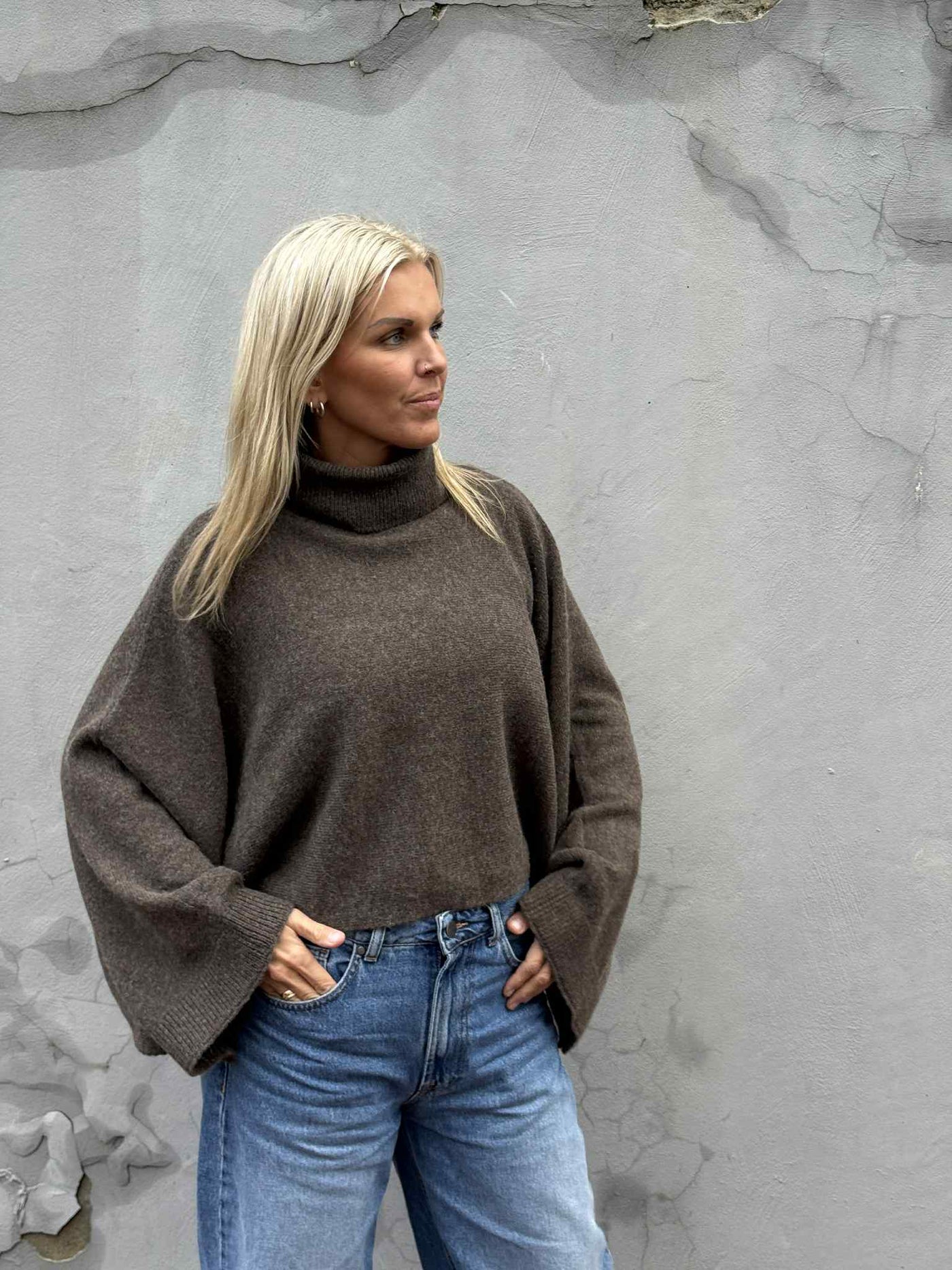 Felina Knit Cape Roll Neck, Delicioso melange