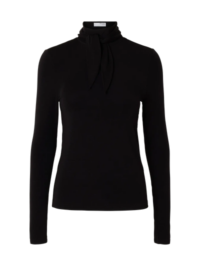 Lina Lano LS High Neck Top, Black