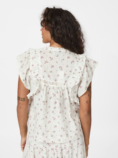 Jayla Small Blossom Top, Creme
