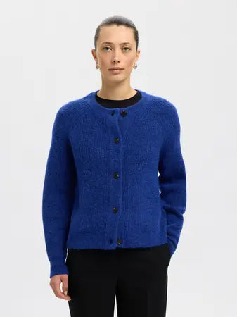 Lulu LS Knit Short Cardigan, Dazzling Blue