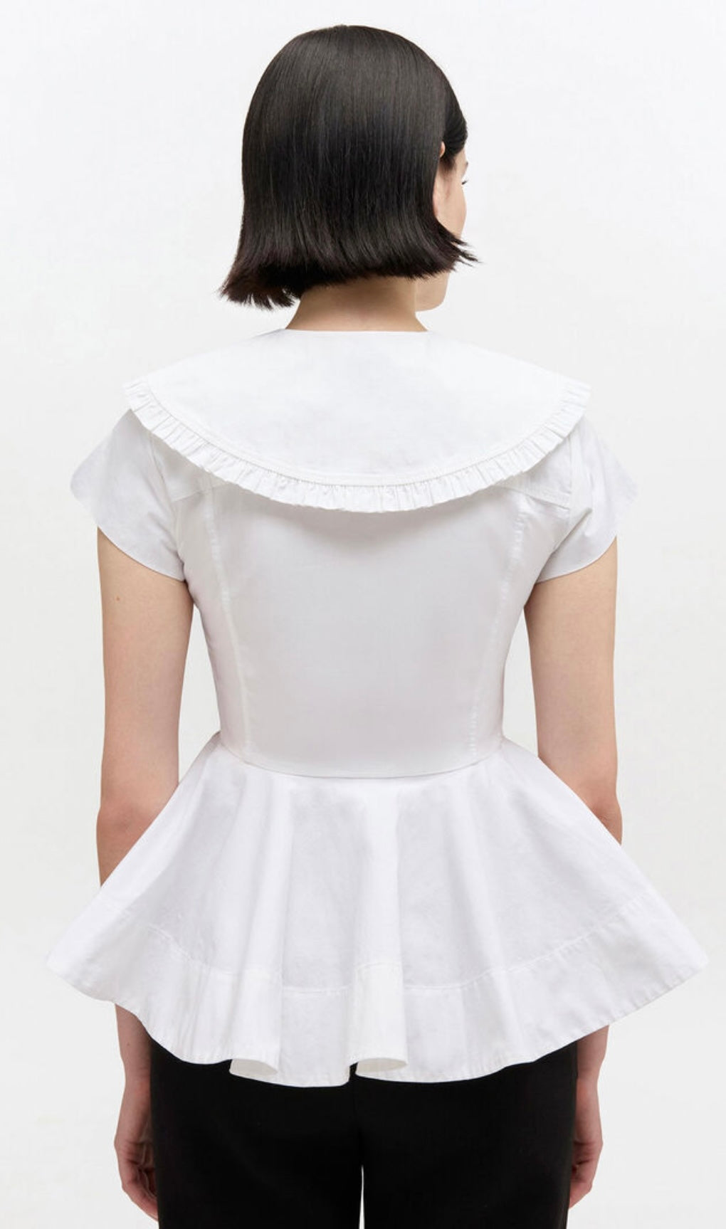 Strech Cotton Peter Pan Collar Shirt, Bright White