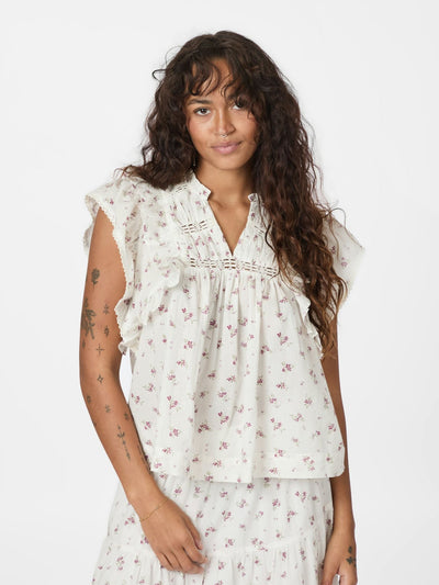 Jayla Small Blossom Top, Creme