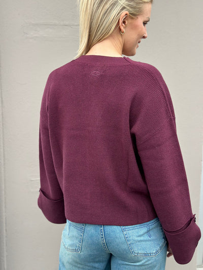 Atari Rib Cardigan, Burgundy