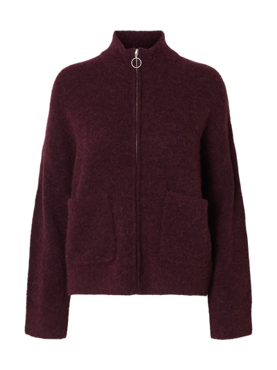 Sia Ras LS Knit Zipper Cardigan, , Fig/Melange