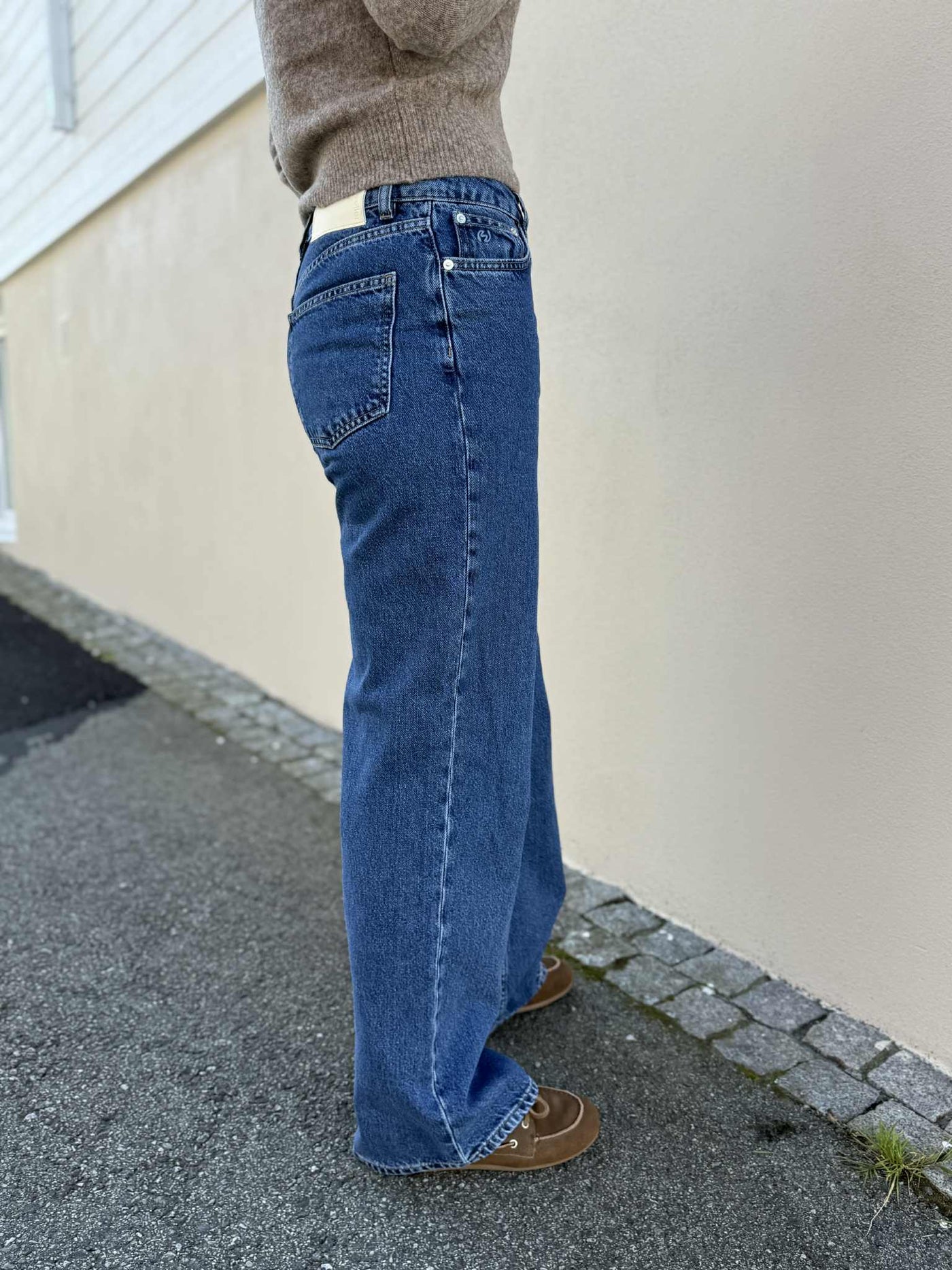 W Wide Jeans, Mid Blue