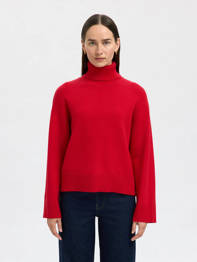 Kamma LS Knit Rollneck, Equestrian Red