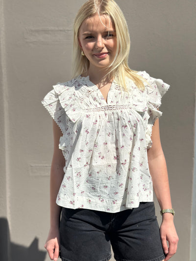 Jayla Small Blossom Top, Creme