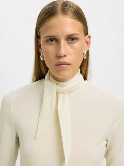 Lina Lano LS High Neck Top, Egret