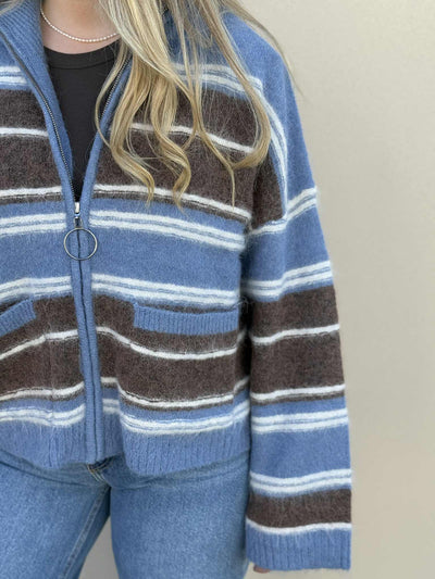 Tine  Stripe Cardigan, Blue Stripe