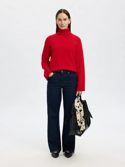 Kamma LS Knit Rollneck, Equestrian Red