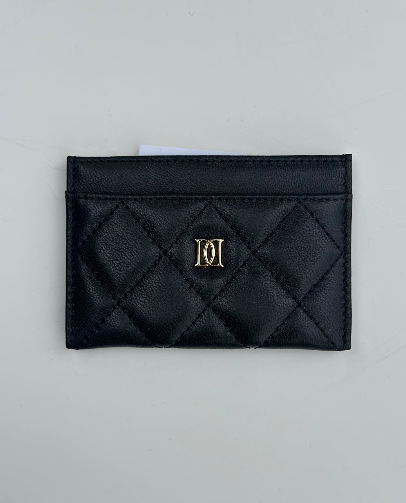 Leather Quiltet Card Holder, Black