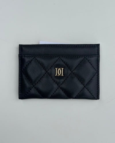 Leather Quiltet Card Holder, Black