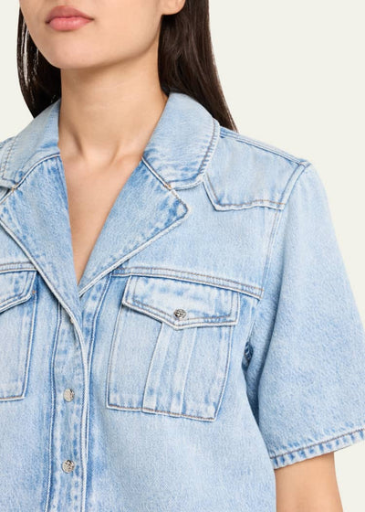 Soft Regid Denim Shirt, Light Blue Stone