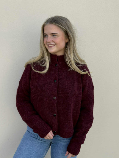 Alpha Short Cardigan, Blood Red Melange