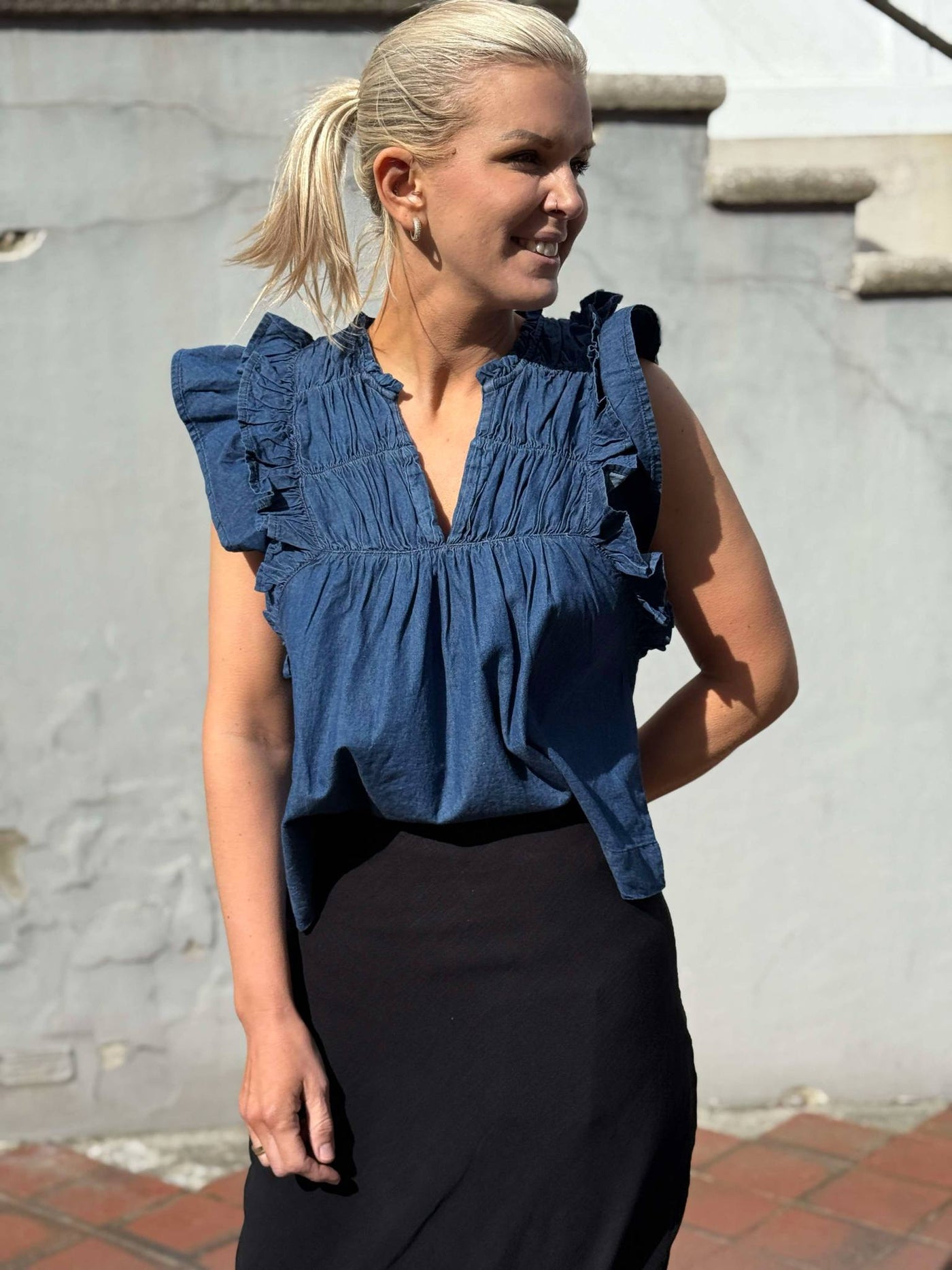 Jayla Denim Top, Blue