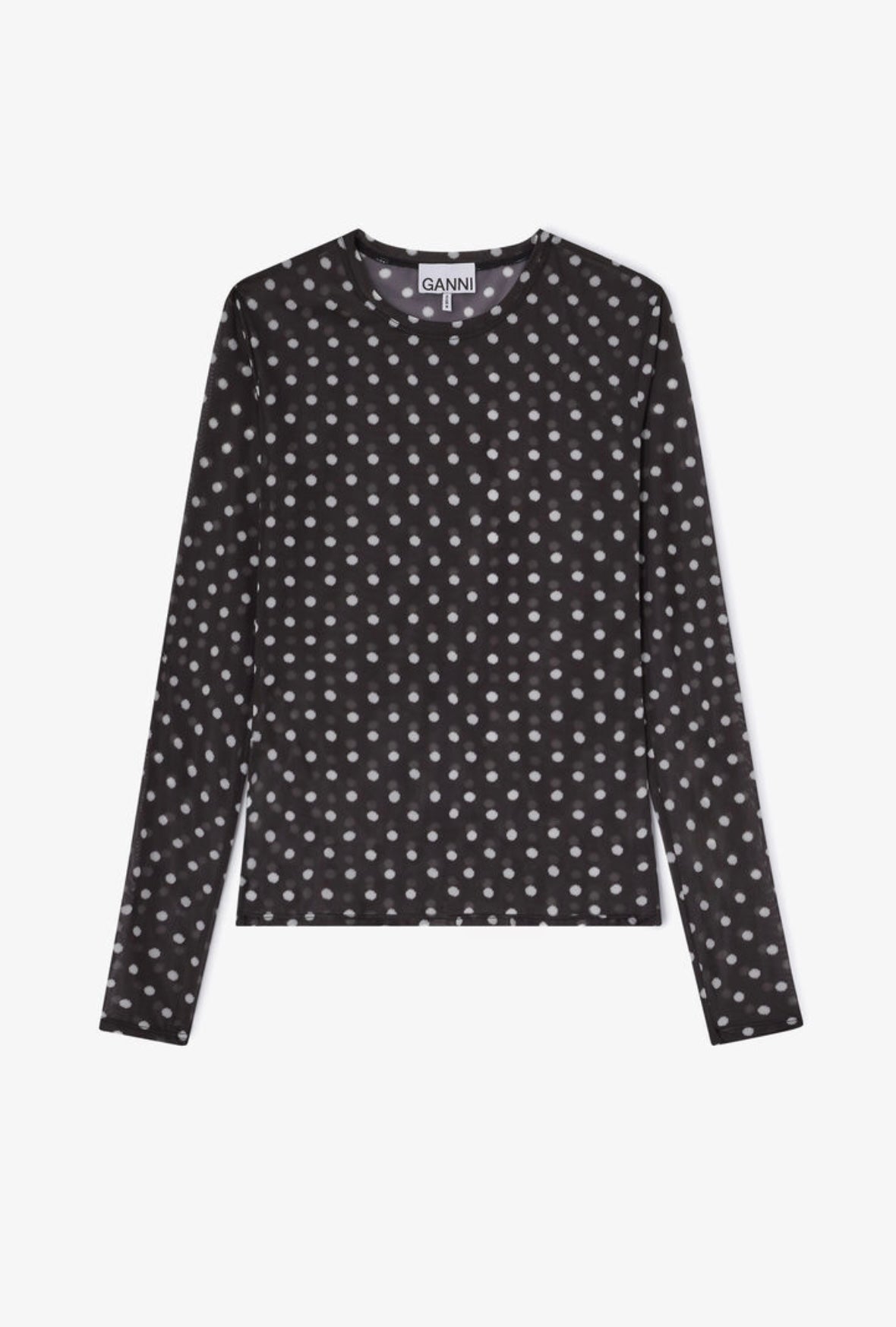 Printed Sheer Jersey Longsleeve, Black