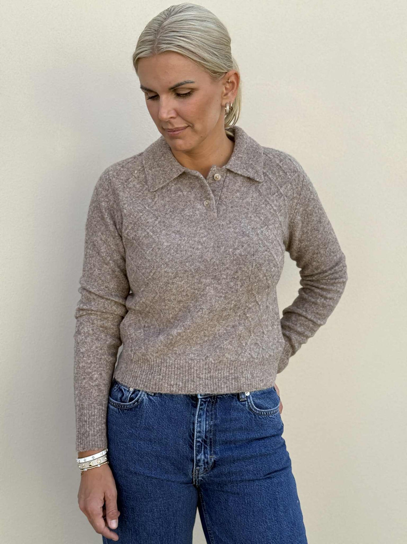 Argyle Polo, Taupe
