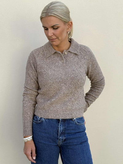 Argyle Polo, Taupe