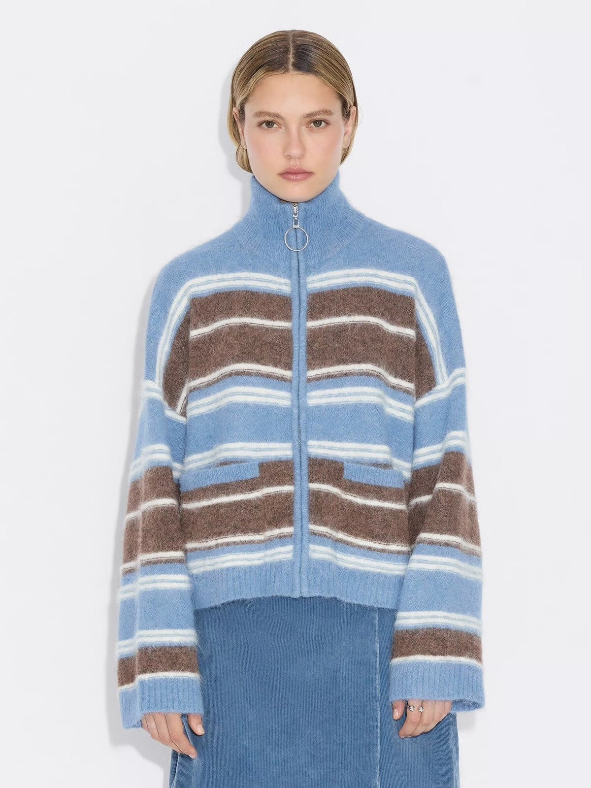 Tine  Stripe Cardigan, Blue Stripe