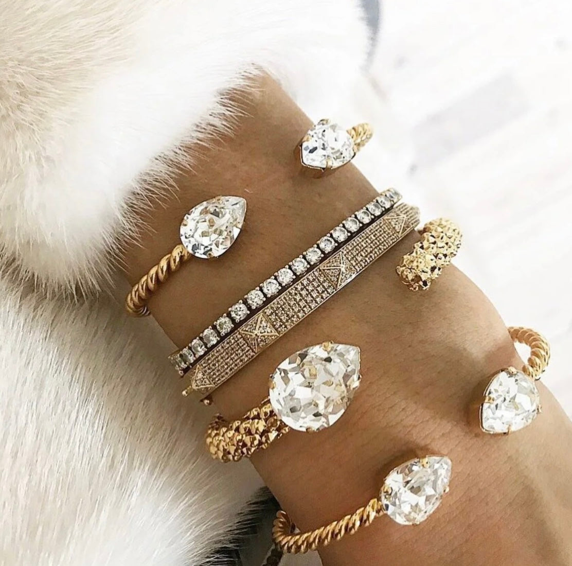 Mini Drop Bracelet Gold Crystal