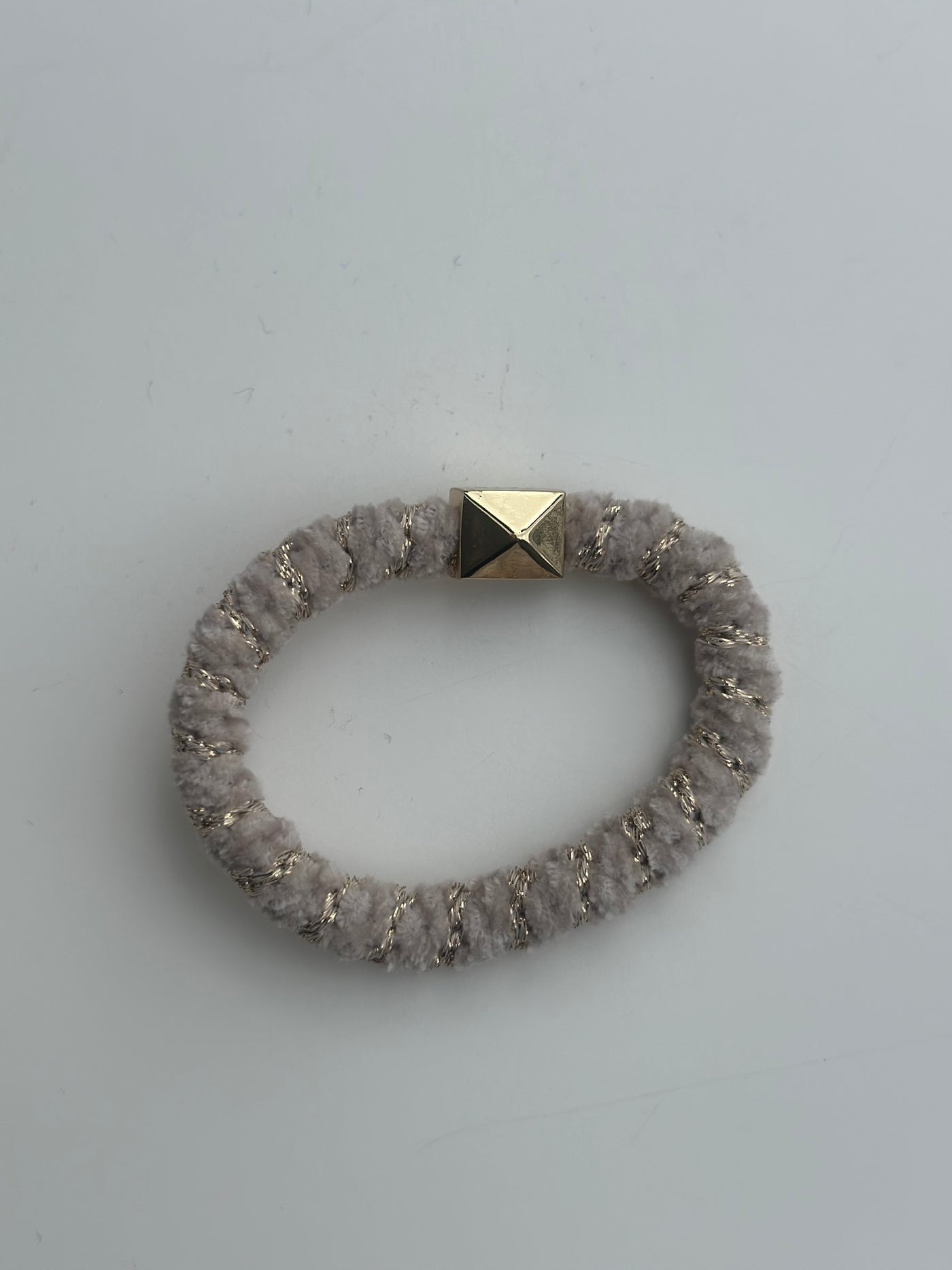 Fliffy Fat Hair Tie w/Gold, Sand Stripe