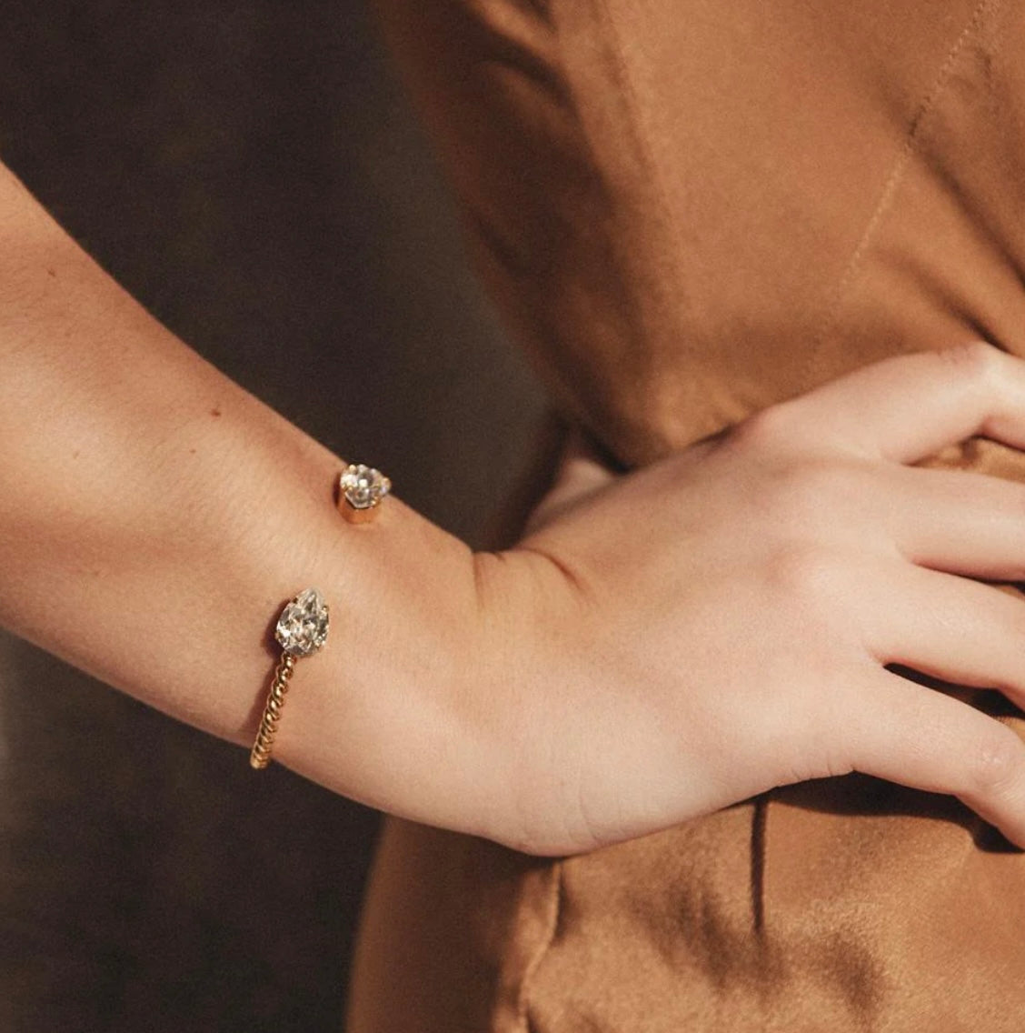 Mini Drop Bracelet Gold Crystal