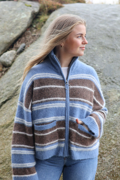 Tine  Stripe Cardigan, Blue Stripe