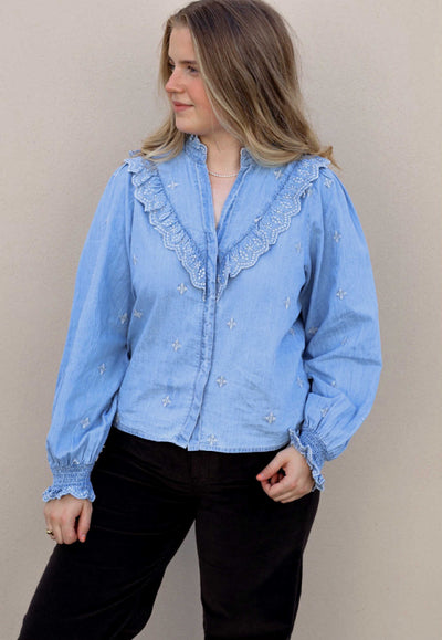 Degas Denim Blouse, Light Blue