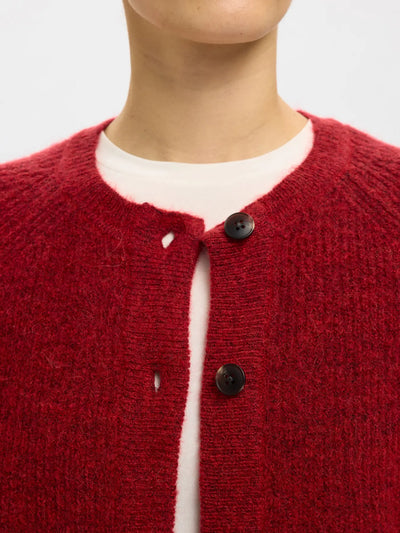 Lulu LS Knit Short Cardigan, Equestrian Red
