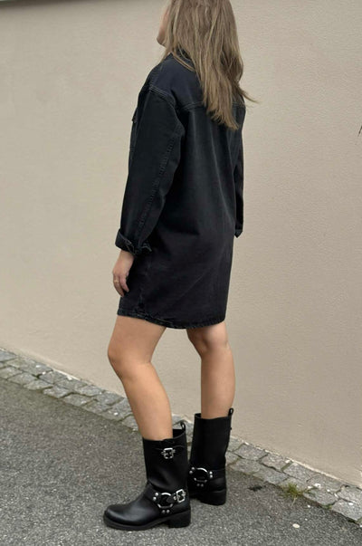 Alva LS Denim Dress, Black Denim